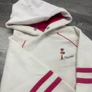 Vintage 70s 80s Hawaii White Red Sportswear Mens M Raglan Pullover Hoodie USA